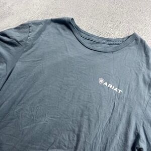 Ariat Mens Graphic T-Shirt Blue Gray Southwestern Logo Crew Neck Size L